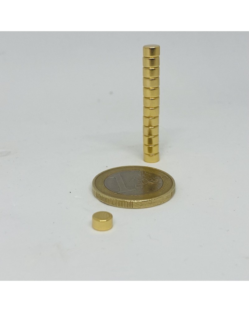 10 aimants Dorés Diamètre 5mm x 3mm